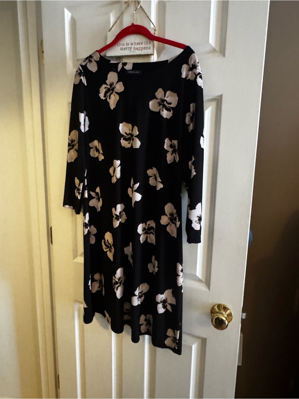 Tommy Hilfiger Black Dress with Cream Floral Print